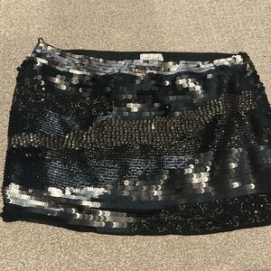 Black and silver sequin mini skirt